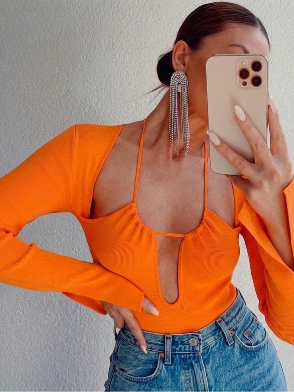 ZARA Bandage Knit Cut Out Bodysuit sz Medium